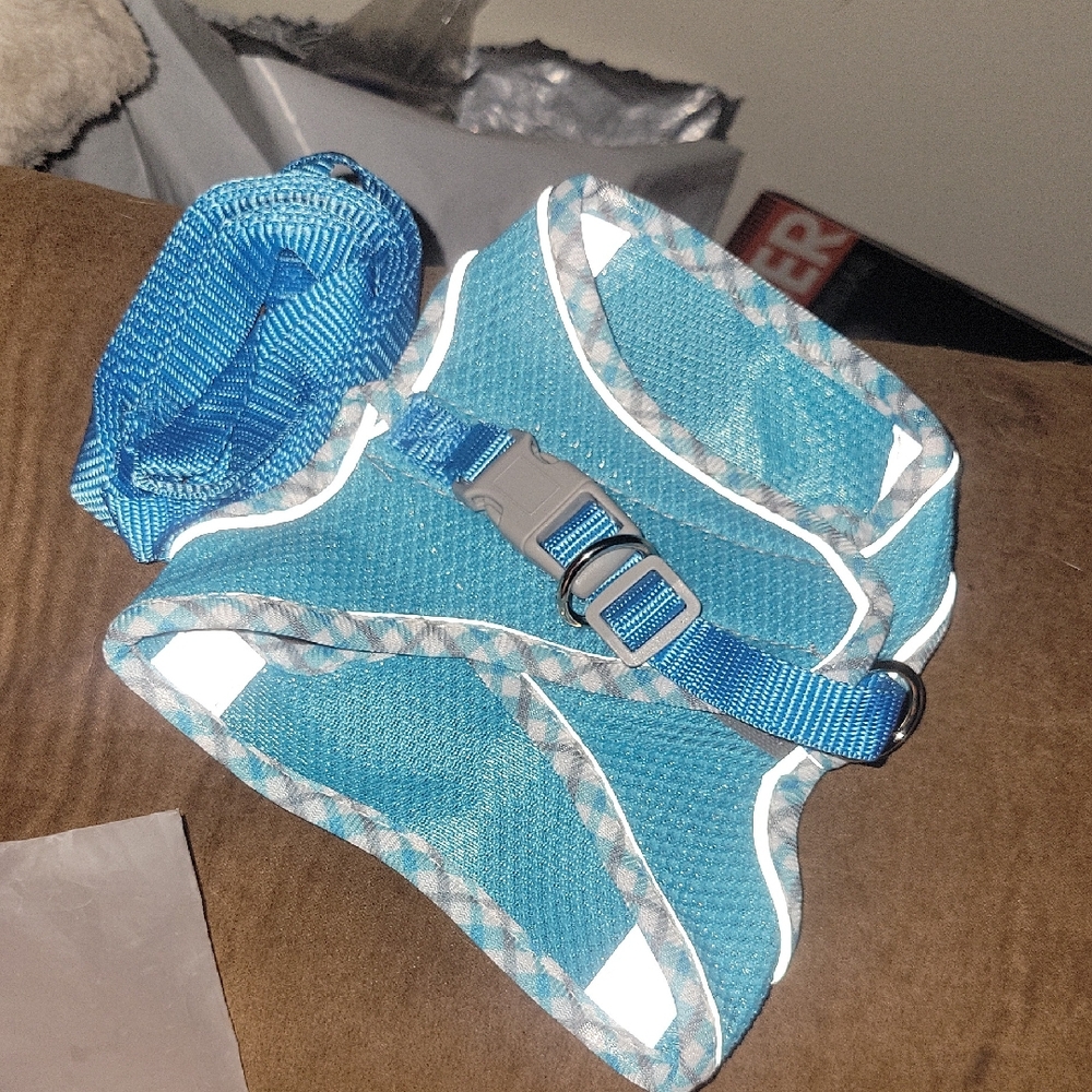 Blue Dog Harness With Leash